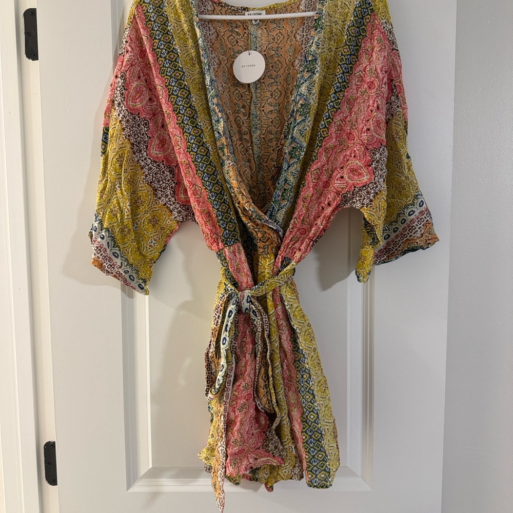 Colorful Bohemian Kimono Sleeve Romper